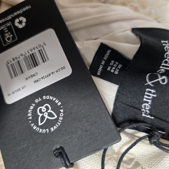 NEEDLE AND THREAD Women's 16 Beige Sequin Dash Cape Ankle Gown Tulle Dress New. - Picture 8 of 11